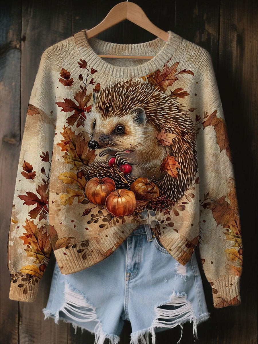 Suéter de cuello redondo animal otoño mujer
