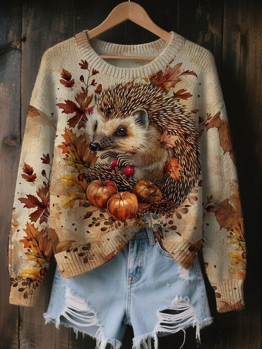 Suéter de cuello redondo animal otoño mujer