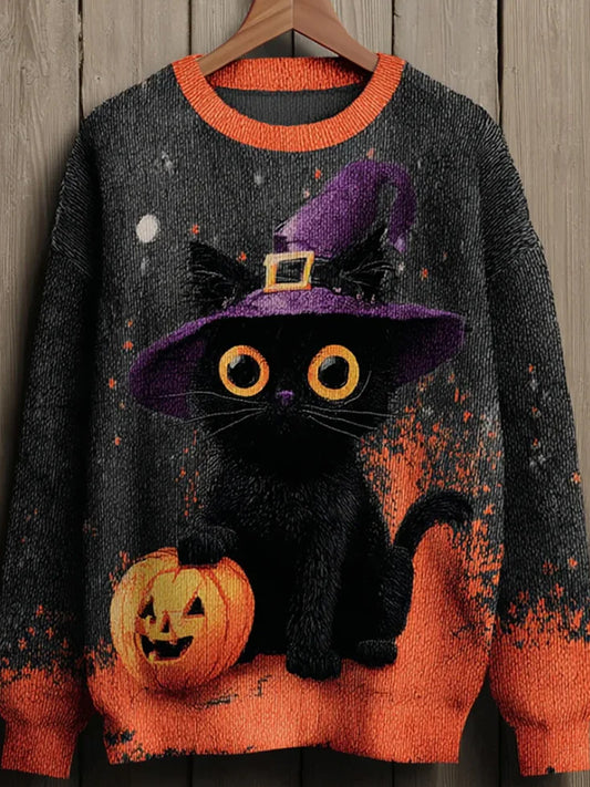 Suéter casual con estampado animal abstracto vintage