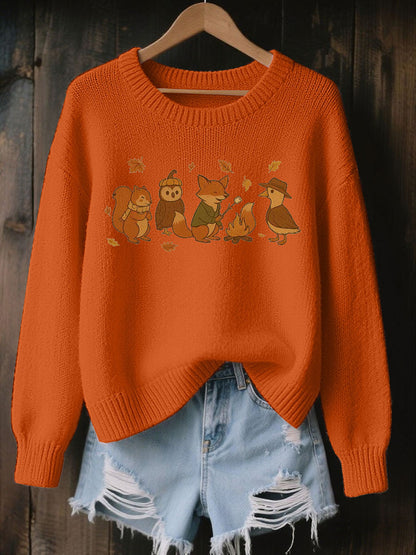 Suéter de cuello redondo animal otoño mujer