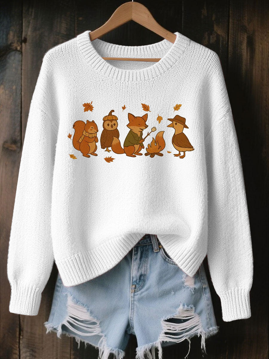 Suéter de cuello redondo animal otoño mujer