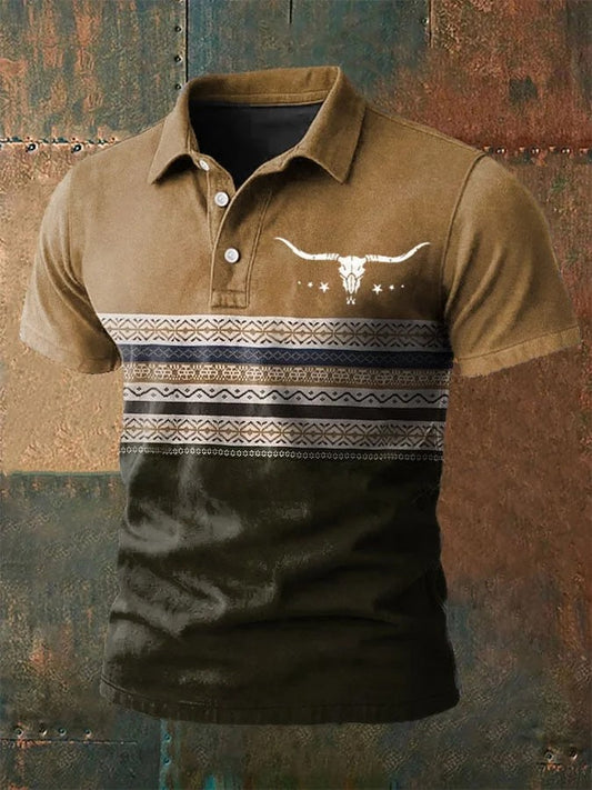 Camisa casual impresa occidental de la vendimia de los hombres