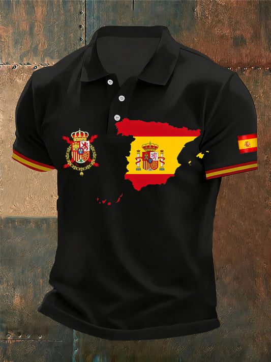 Polo casual retro español de la fe de los hombres