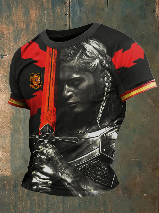 Camiseta vintage española de fe casual para hombre