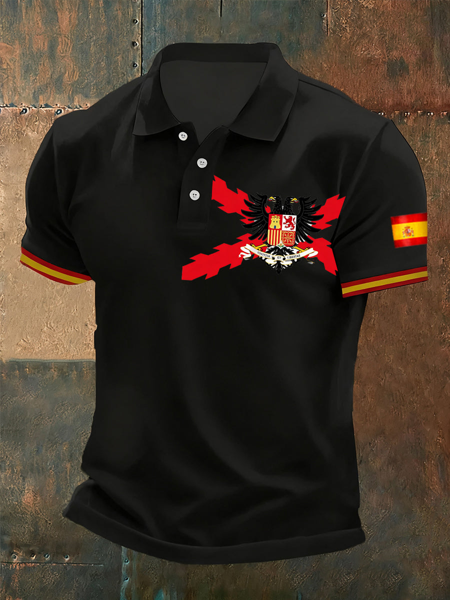 Polo casual retro español de la fe de los hombres