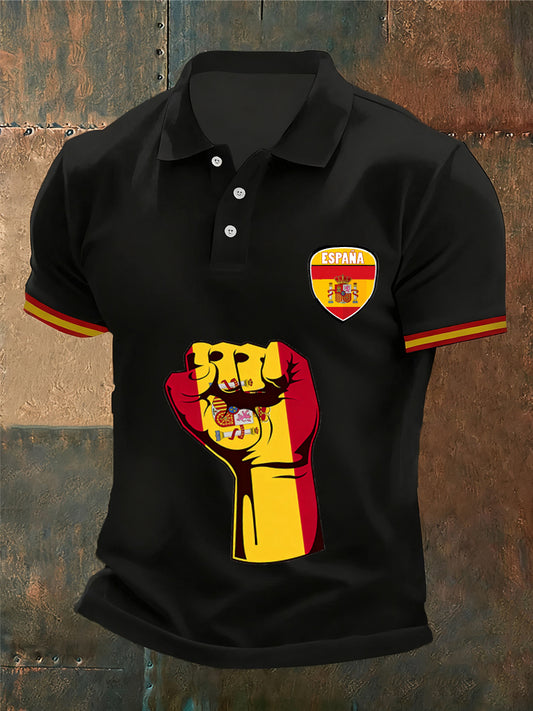 Polo casual retro español de la fe de los hombres