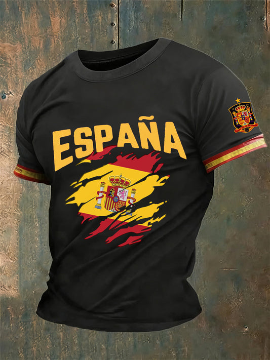 Camiseta vintage española de fe casual para hombre
