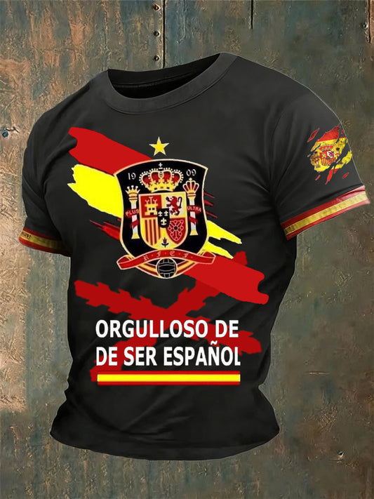 Camiseta vintage española de fe casual para hombre