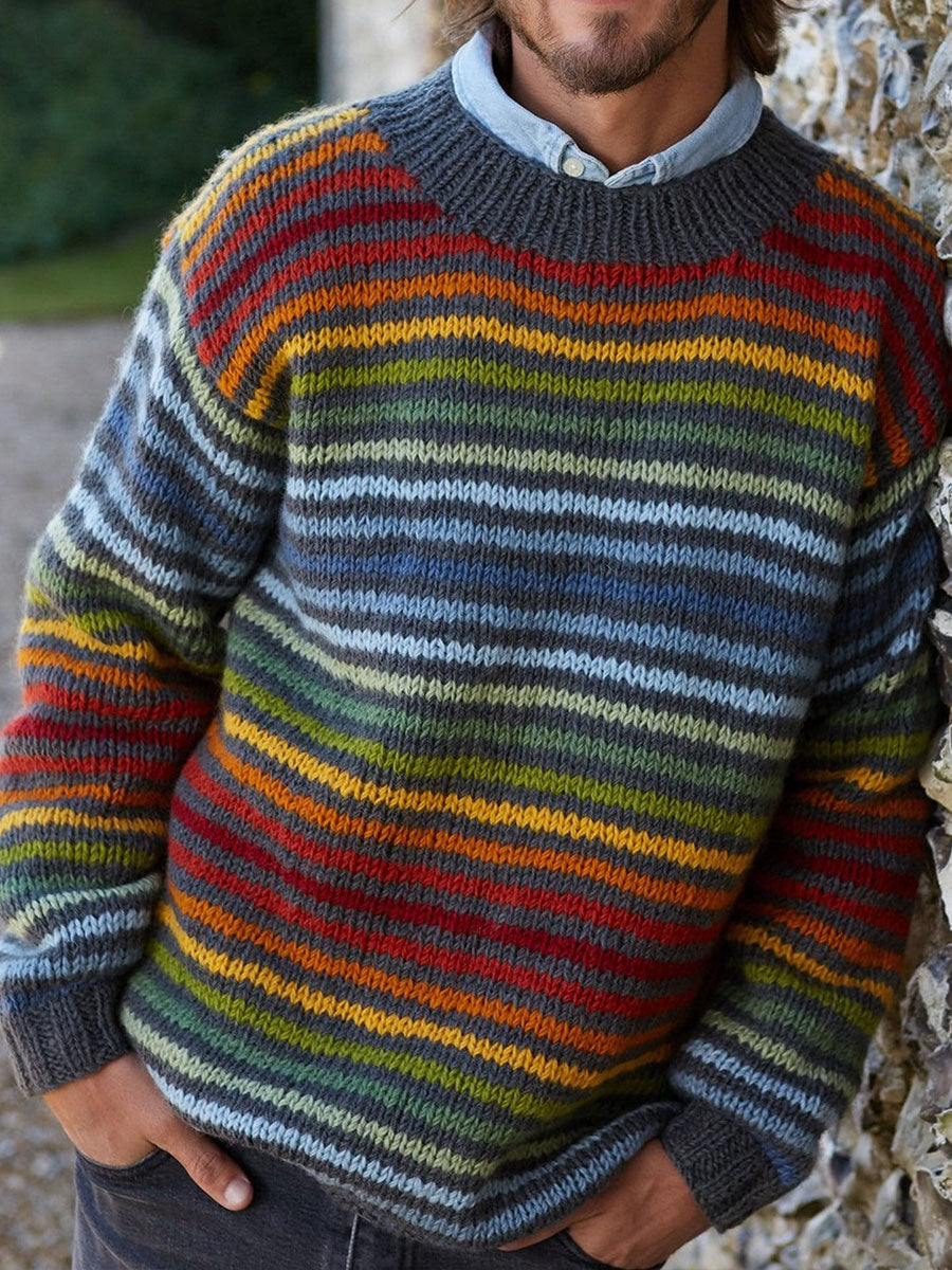 Tops a rayas de otoño e invierno para hombres