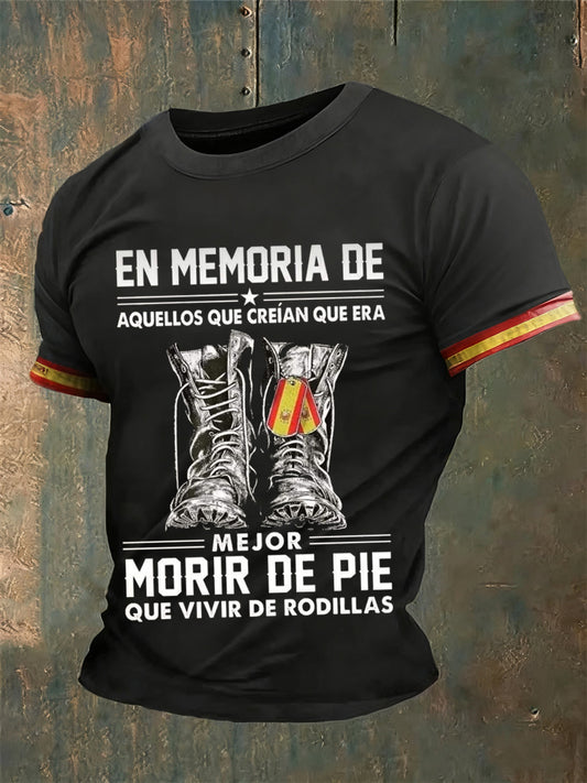 Camiseta vintage española de fe casual para hombre