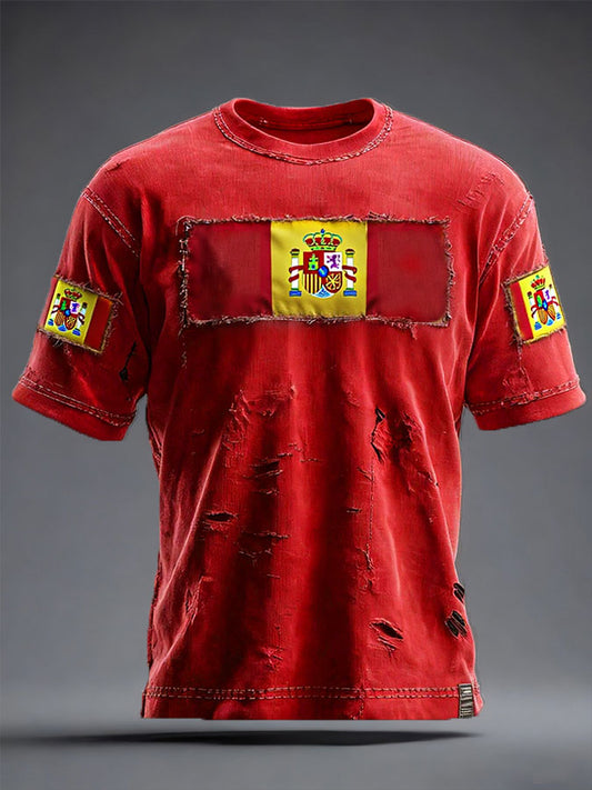 Camiseta impresa arte de la bandera de España de los hombres