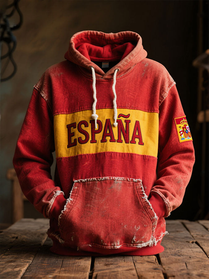 Sudadera con capucha impresa arte de la bandera de España de los hombres