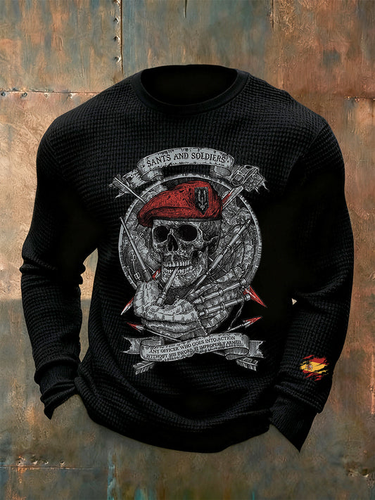 Hombre Vintage Español Moda Casual Manga Larga