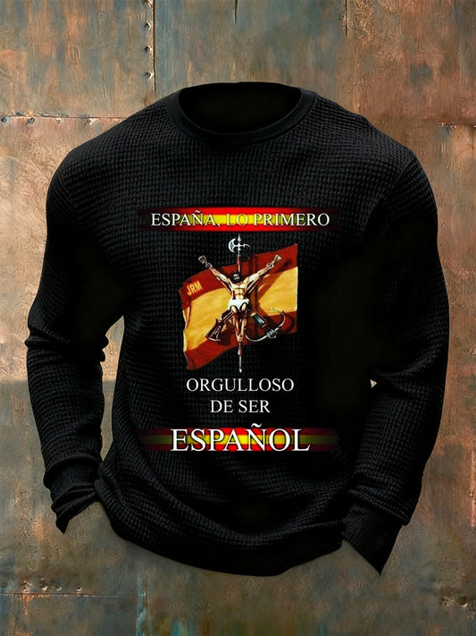 Hombre Vintage Español Moda Casual Manga Larga