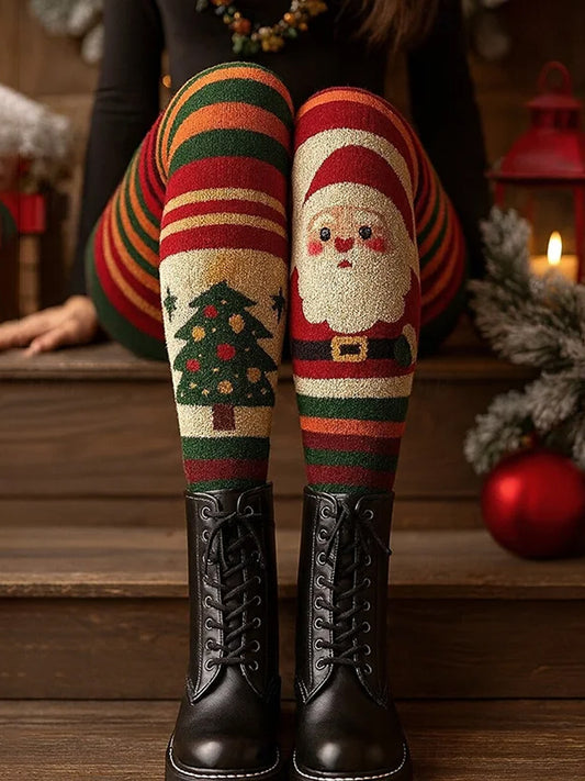 Árbol de Navidad de las mujeres y Santa Claus Art Cozy Leggings