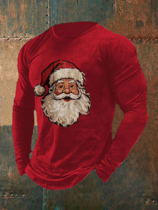 Camiseta casual con estampado de Papá Noel para hombre