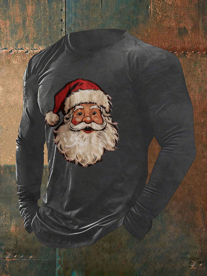 Camiseta casual con estampado de Papá Noel para hombre