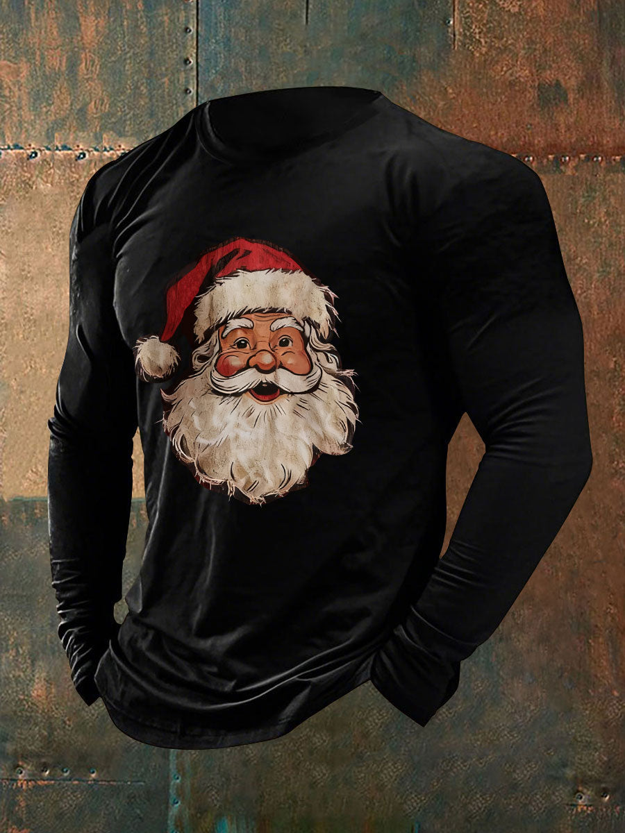 Camiseta casual con estampado de Papá Noel para hombre