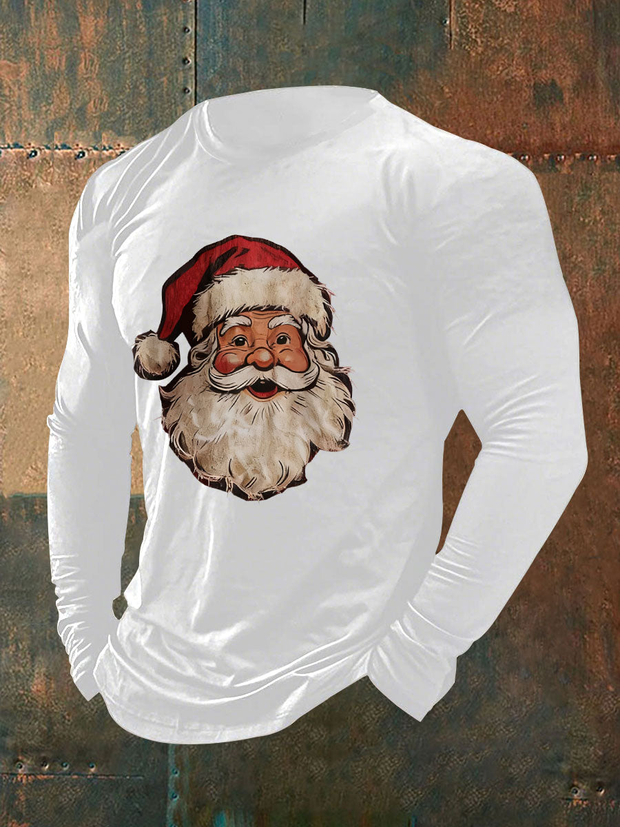 Camiseta casual con estampado de Papá Noel para hombre
