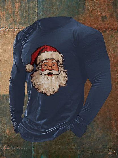 Camiseta casual con estampado de Papá Noel para hombre