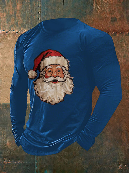 Camiseta casual con estampado de Papá Noel para hombre