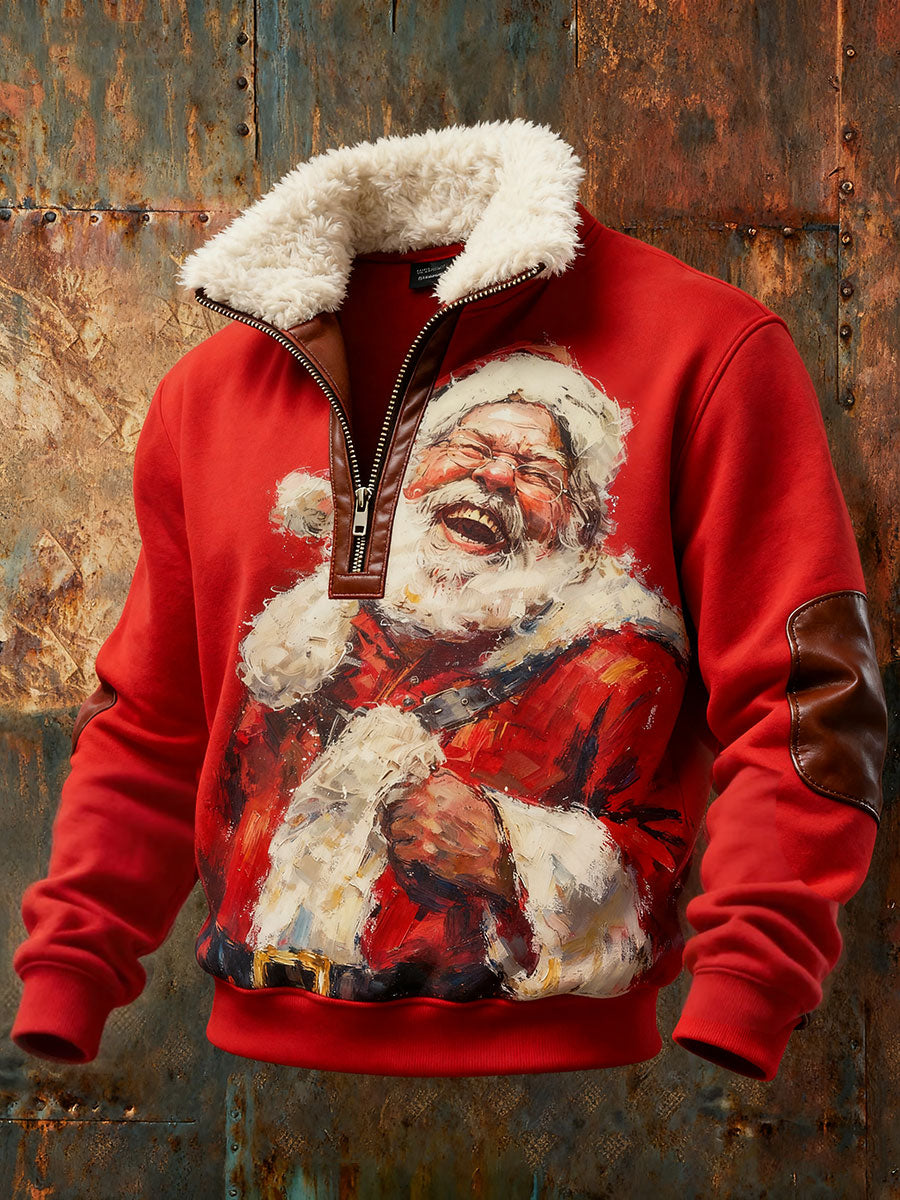 Hombres de Navidad Santa Baggy Zip-up Hoodie