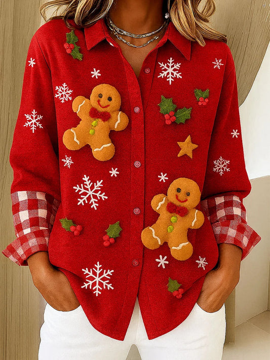 Mujer Estampado de Navidad Camisa Casual