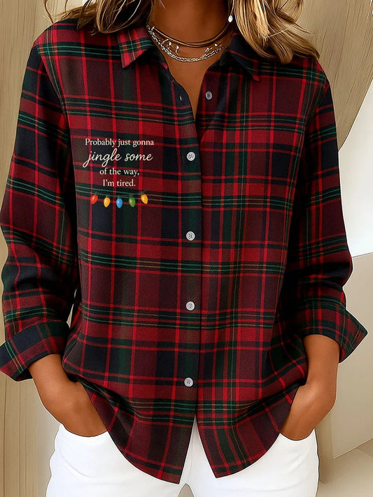 Mujer Estampado de Navidad Camisa Casual