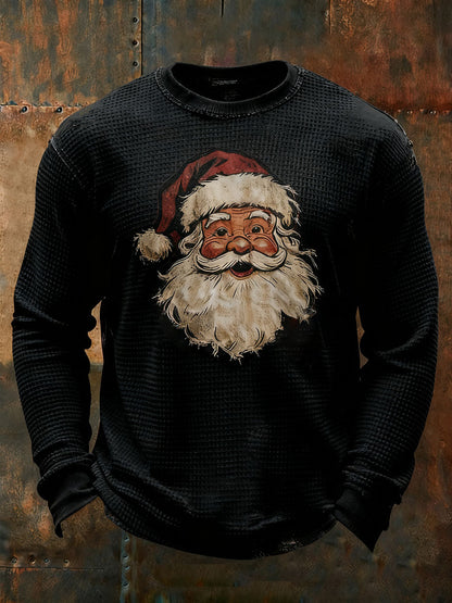 Top casual con estampado de Papá Noel para hombre