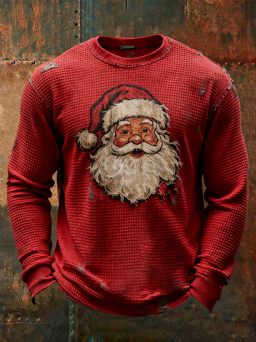 Top casual con estampado de Papá Noel para hombre