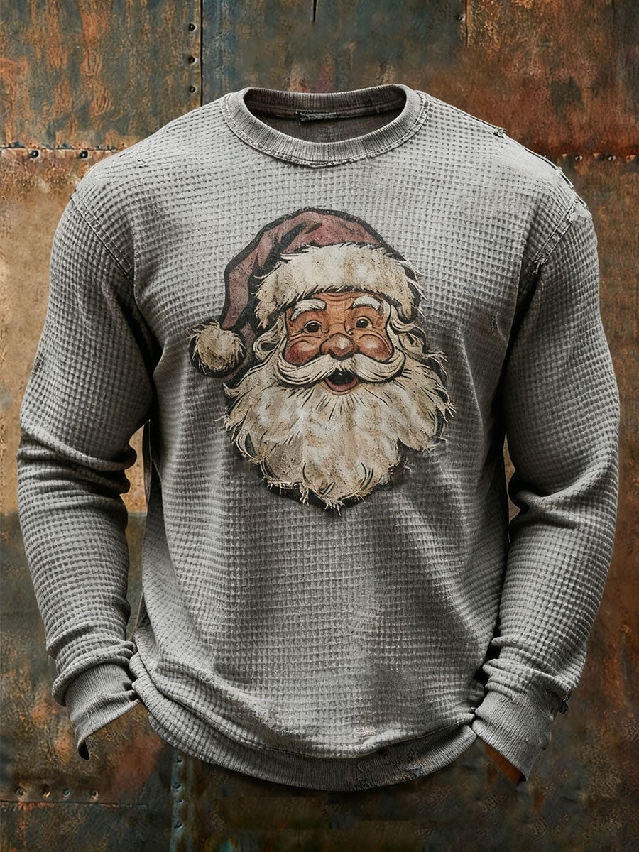 Top casual con estampado de Papá Noel para hombre