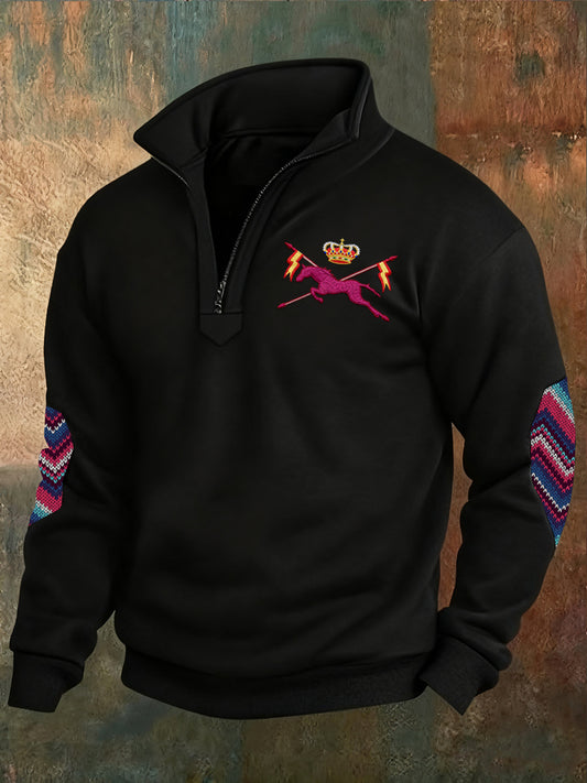 Hombres de moda retro Casual Half-Zip Sudadera