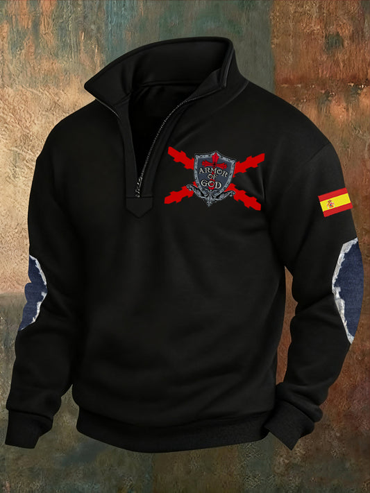 Hombres de moda retro Casual Half-Zip Sudadera