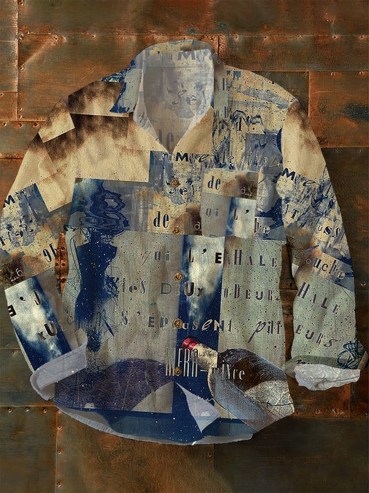 Camisa casual de la moda del vintage del arte abstracto de los hombres