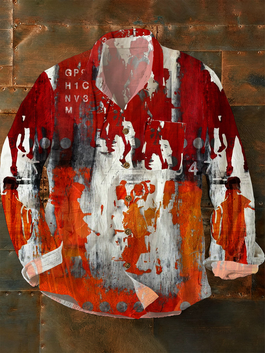 Camisa casual de la moda del vintage del arte abstracto de los hombres