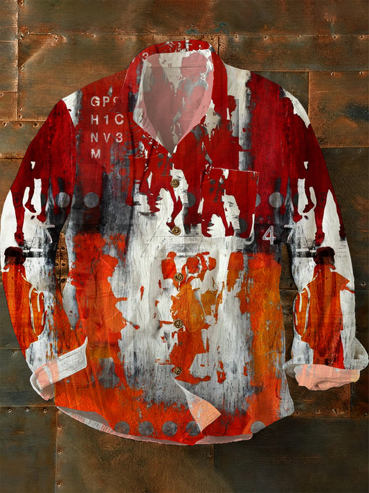 Camisa casual de la moda del vintage del arte abstracto de los hombres