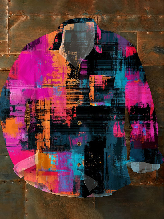 Camisa casual de la moda del vintage del arte abstracto de los hombres