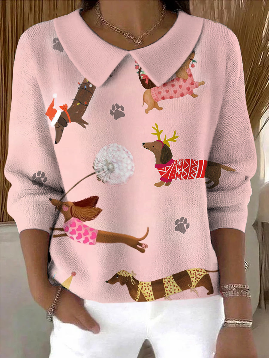 Top de suéter suave estampado de animales de colores para mujer