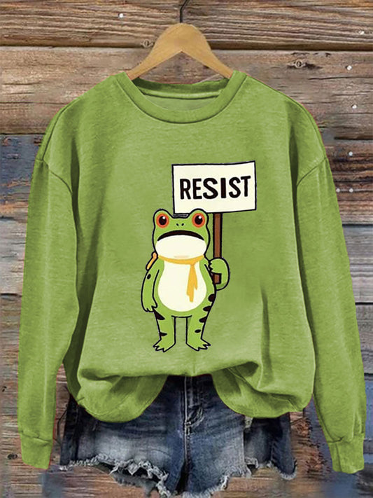 Mujeres Resist Frog Impreso Casual Sudadera