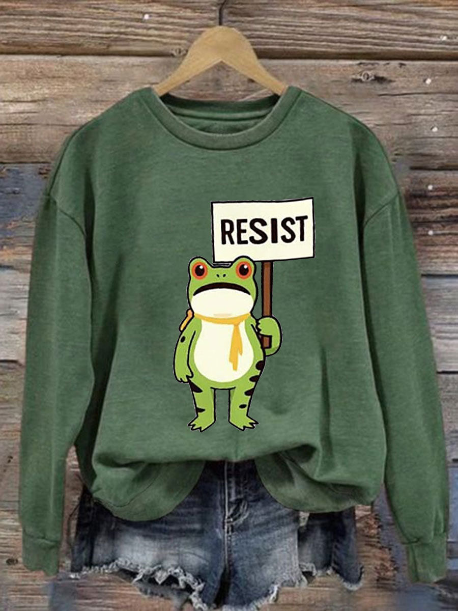 Mujeres Resist Frog Impreso Casual Sudadera