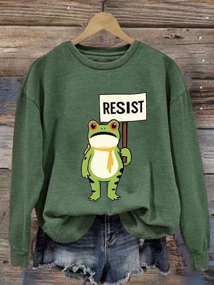 Mujeres Resist Frog Impreso Casual Sudadera