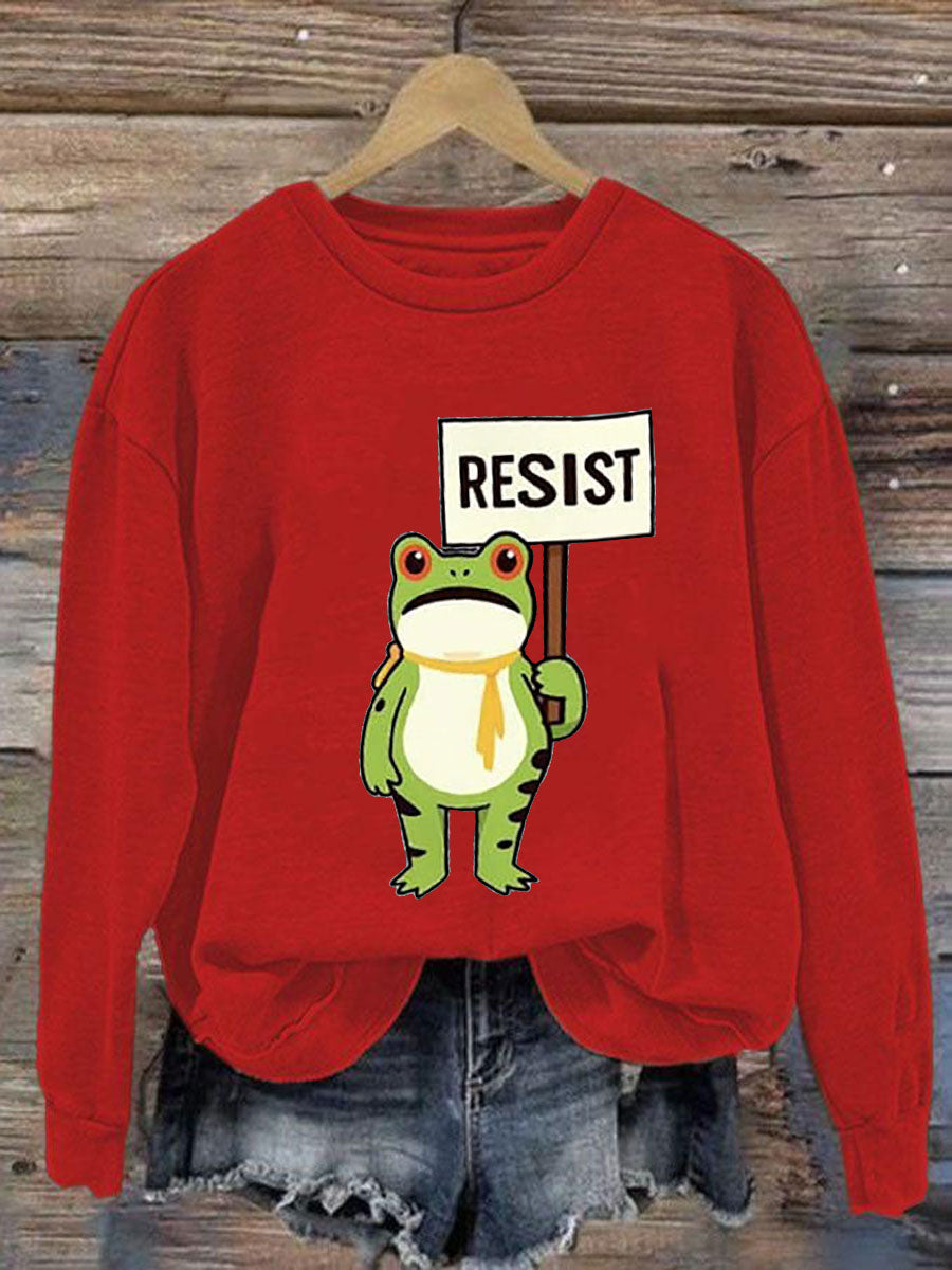 Mujeres Resist Frog Impreso Casual Sudadera