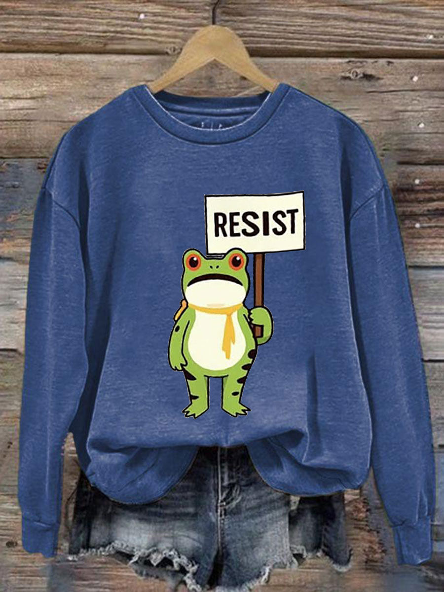 Mujeres Resist Frog Impreso Casual Sudadera
