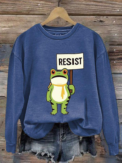 Mujeres Resist Frog Impreso Casual Sudadera