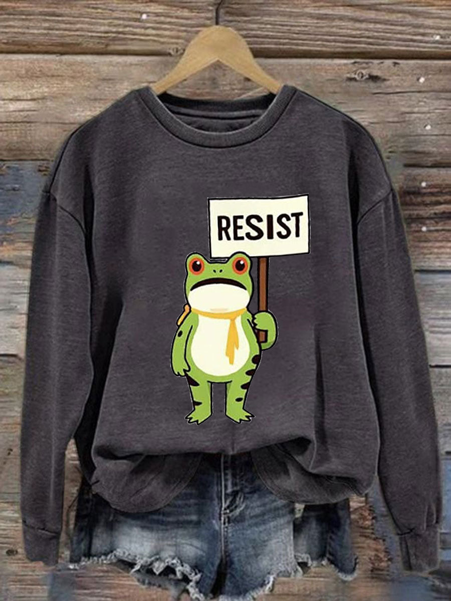 Mujeres Resist Frog Impreso Casual Sudadera