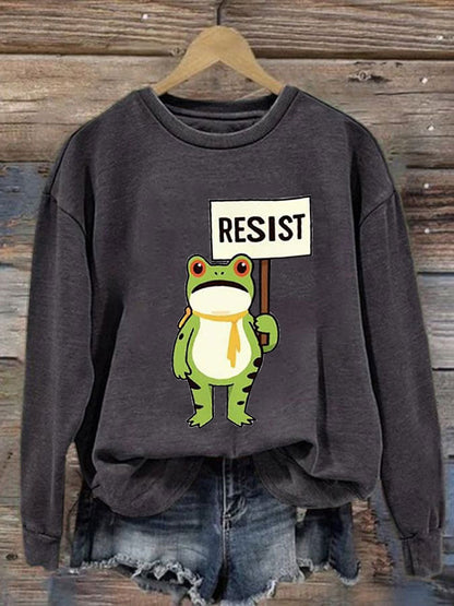 Mujeres Resist Frog Impreso Casual Sudadera