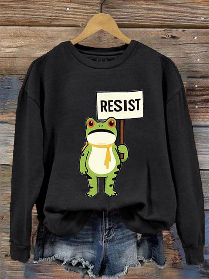 Mujeres Resist Frog Impreso Casual Sudadera