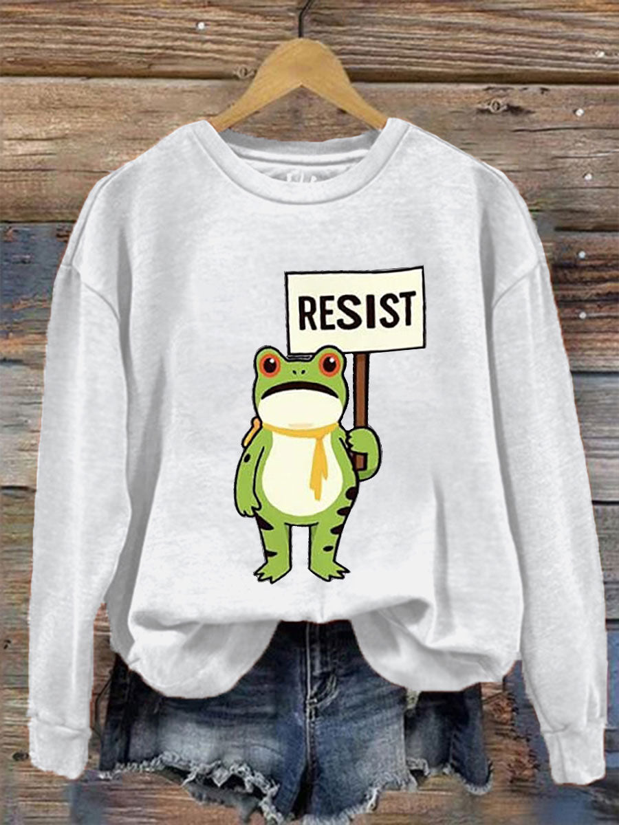 Mujeres Resist Frog Impreso Casual Sudadera