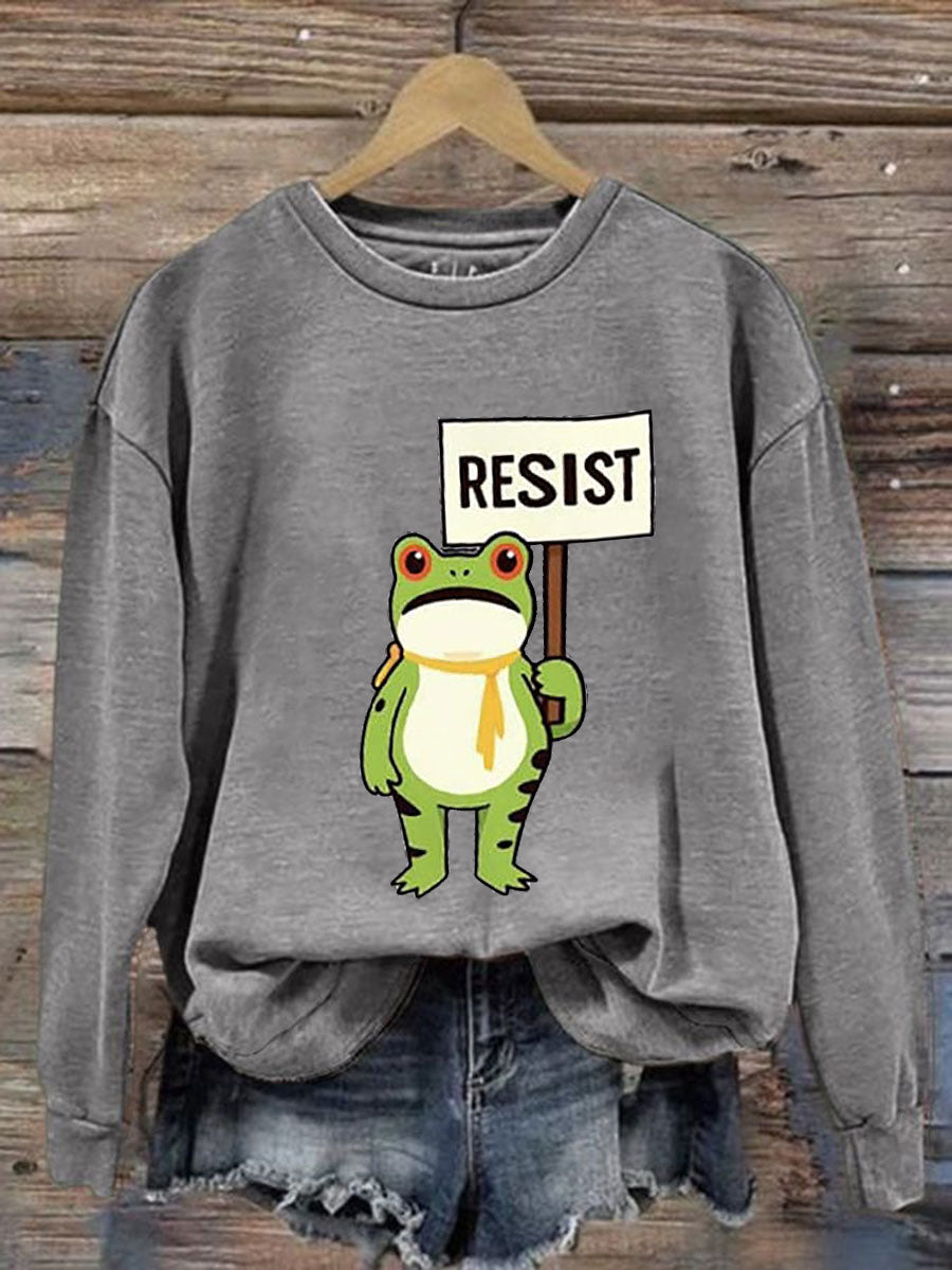 Mujeres Resist Frog Impreso Casual Sudadera
