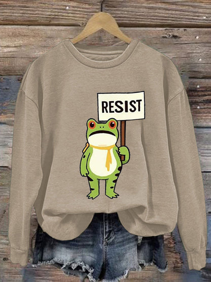 Mujeres Resist Frog Impreso Casual Sudadera